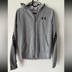 UNDER ARMOUR Heather Gray Fleece Hoodie, Size XS (Loose Fit)
